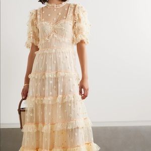 Doen orelia tiered embroidered tulle maxi dress